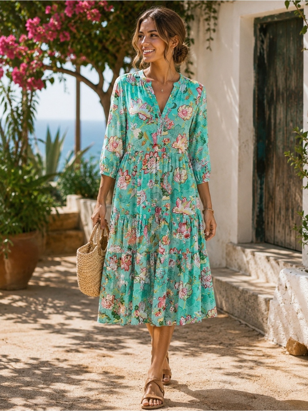 Sunday Mi Amor (Anthropology) Floral Rayon Maxi Dress | Boho Dress XS